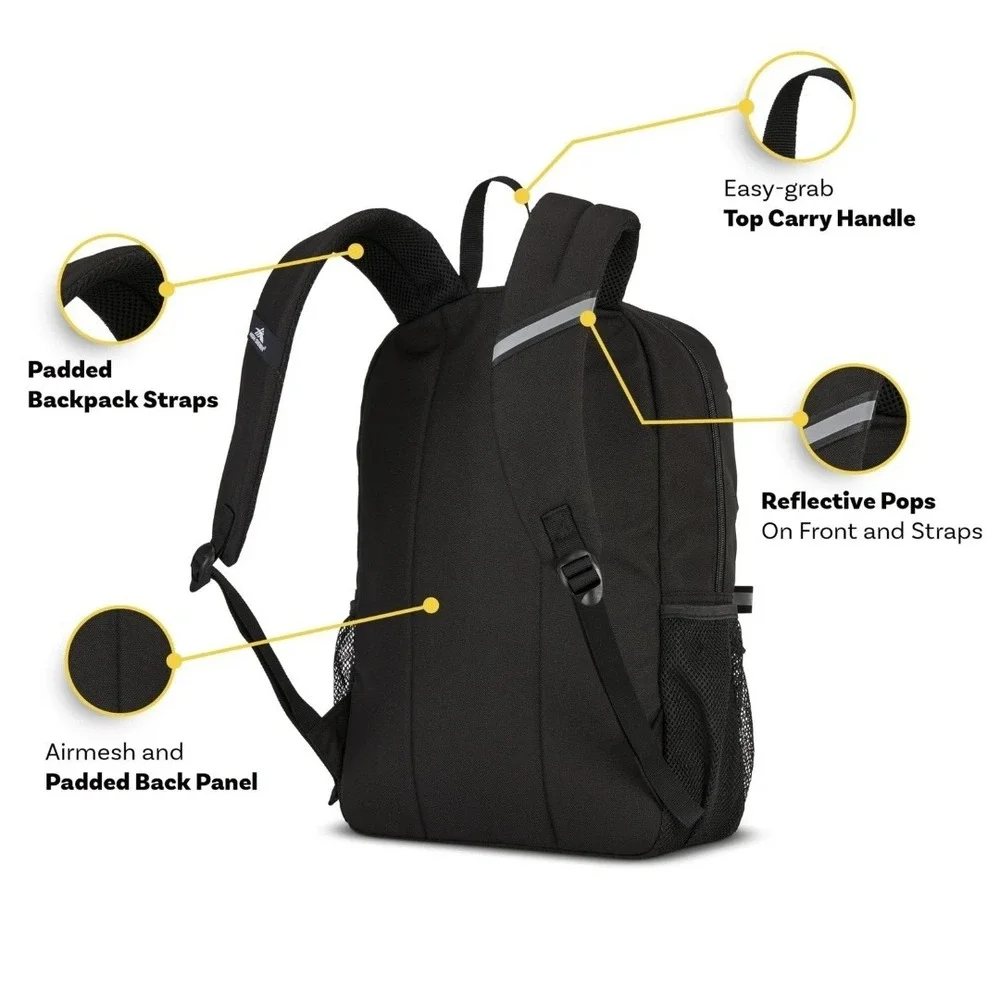 High Sierra Abbreviate‎ Backpack, Laptop Bookbag for Travel One Size Black New